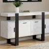 Buffet 140 cm 4 portes effet marbre blanc et noir*IDMarket Online