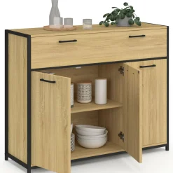 Buffet 100 cm 3 portes et 1 tiroir design industriel*IDMarket Outlet