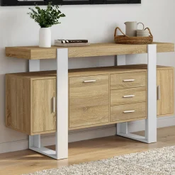 Buffet 140 cm bois et blanc*IDMarket Online