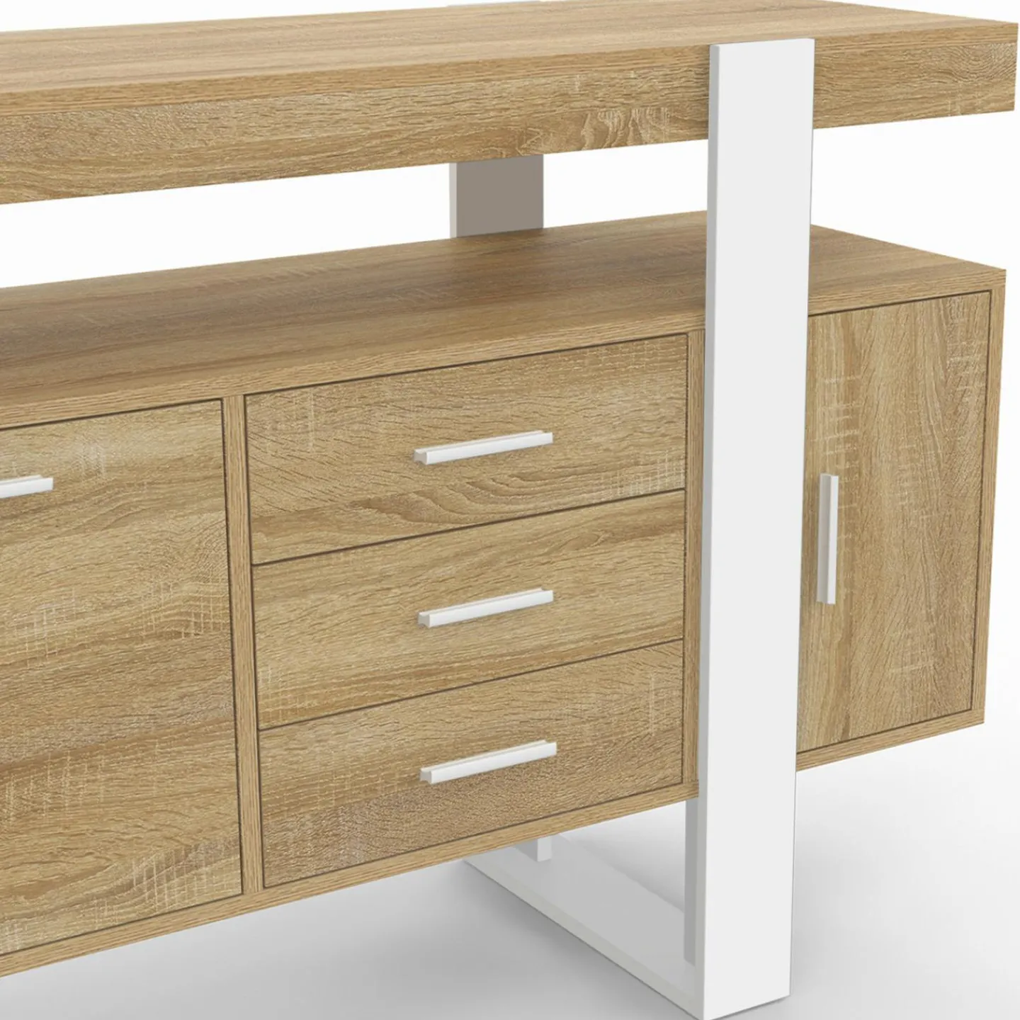 Buffet 140 cm bois et blanc*IDMarket Online