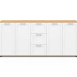 Buffet 180 cm XXL 4 portes avec 3 tiroirs bois et blanc*IDMarket Discount