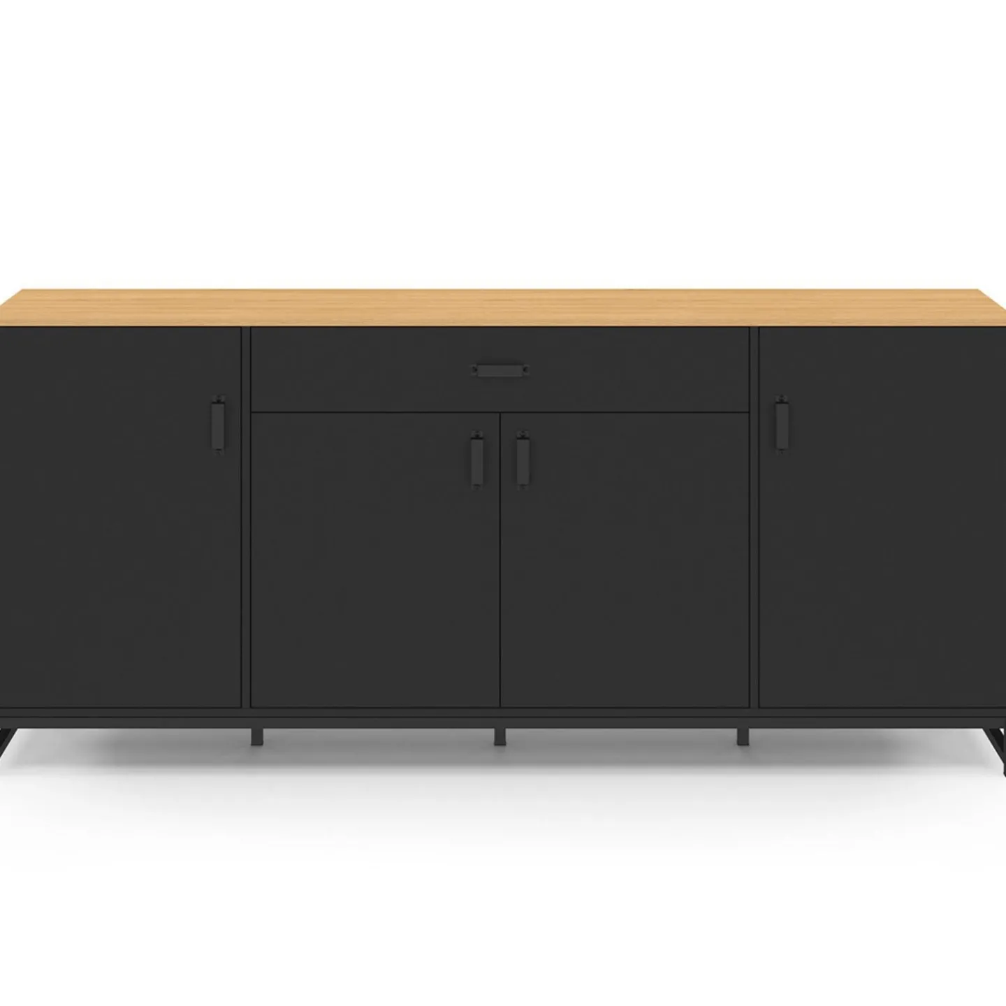 Buffet 180 cm XXL 4 portes et 1 tiroir bois et noir*IDMarket