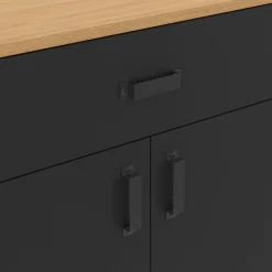 Buffet 180 cm XXL 4 portes et 1 tiroir bois et noir*IDMarket