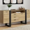 Buffet 180 cm XXL 3 portes et 3 tiroirs avec niche bois et noir*IDMarket Hot