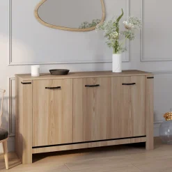Buffet 3 portes 140 cm en bois clair*IDMarket New