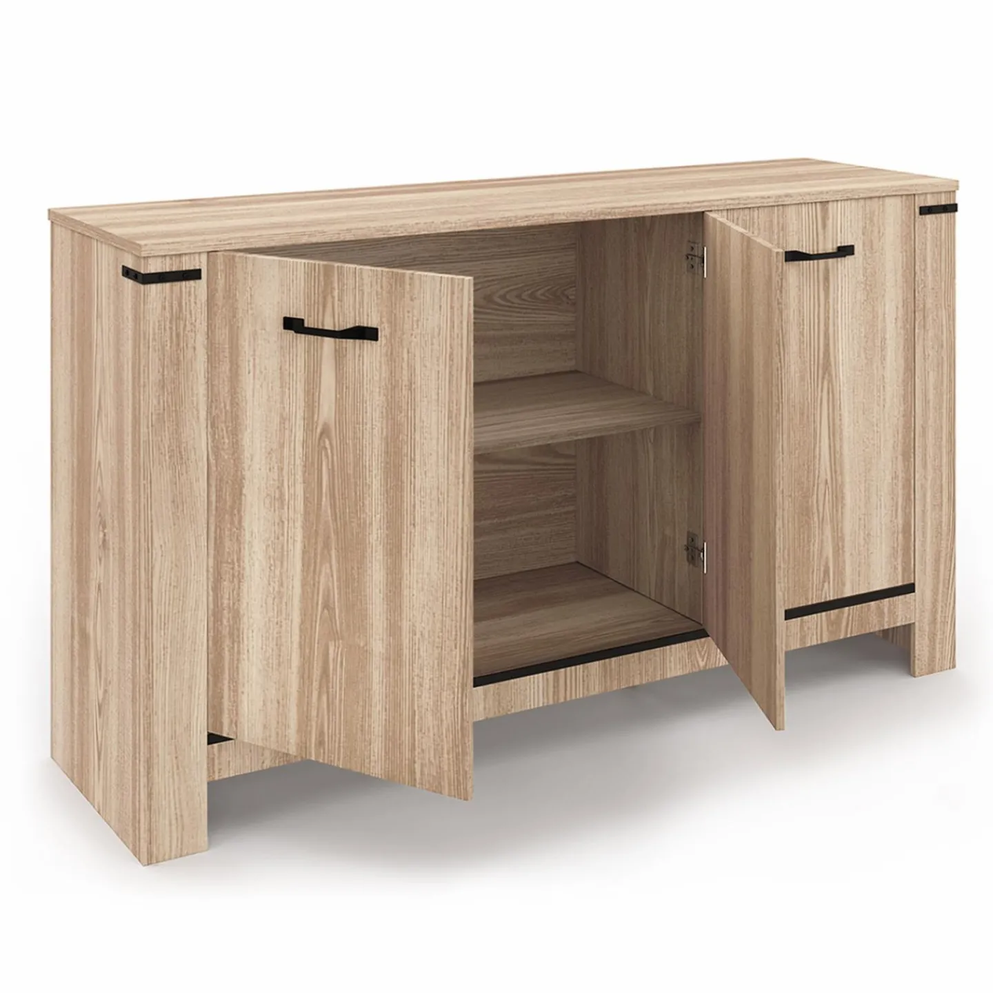 Buffet 3 portes 140 cm en bois clair*IDMarket New
