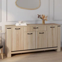 Buffet 4 portes avec tiroir bois clair 160 cm*IDMarket Best