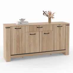 Buffet 4 portes avec tiroir bois clair 160 cm*IDMarket Best