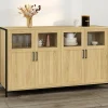 Buffet 4 portes avec vitrines 140cm design industriel*IDMarket Discount