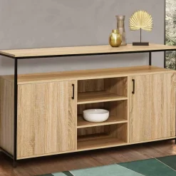 Buffet 2 portes industriel avec 3 étagères 140 cm*IDMarket Sale