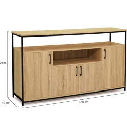 Buffet 4 portes industriel avec niche 140 cm*IDMarket Outlet