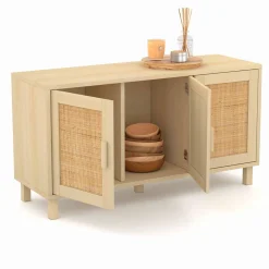 Buffet bas bois et cannage 3 portes*IDMarket