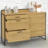 Buffet bas de cuisine 120 cm 3 tiroirs design industriel*IDMarket Online