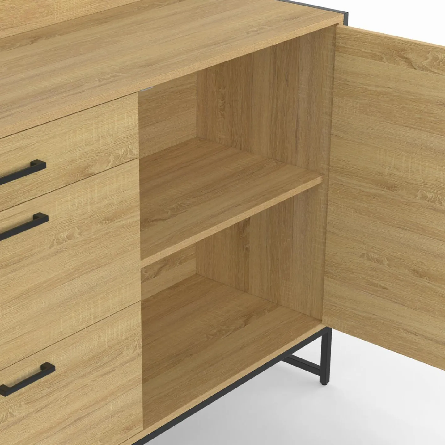 Buffet bas de cuisine 120 cm 3 tiroirs design industriel*IDMarket Online