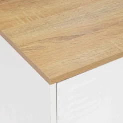 Buffet bas en métal blanc avec plateau de bois*IDMarket Discount