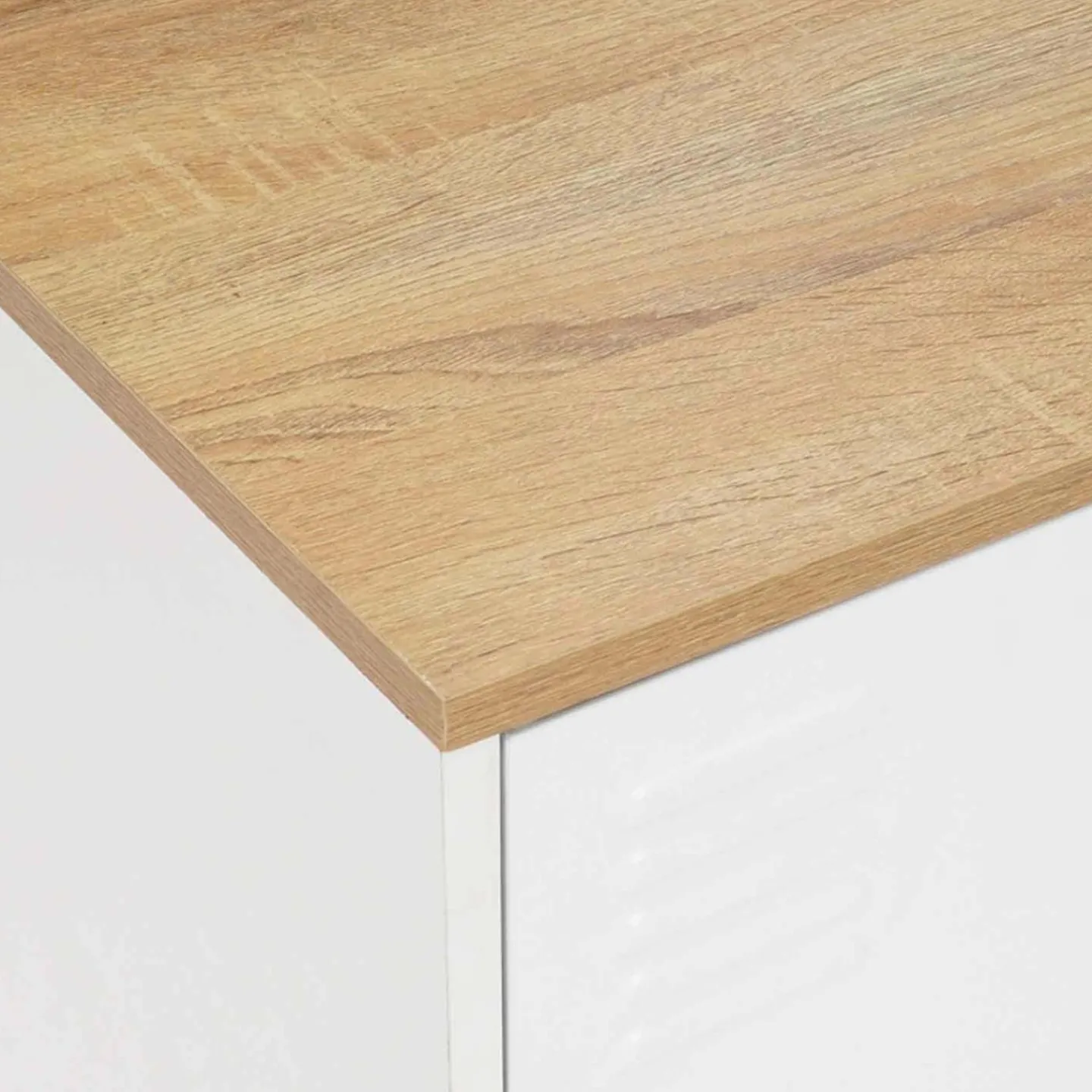 Buffet bas en métal blanc avec plateau de bois*IDMarket Discount