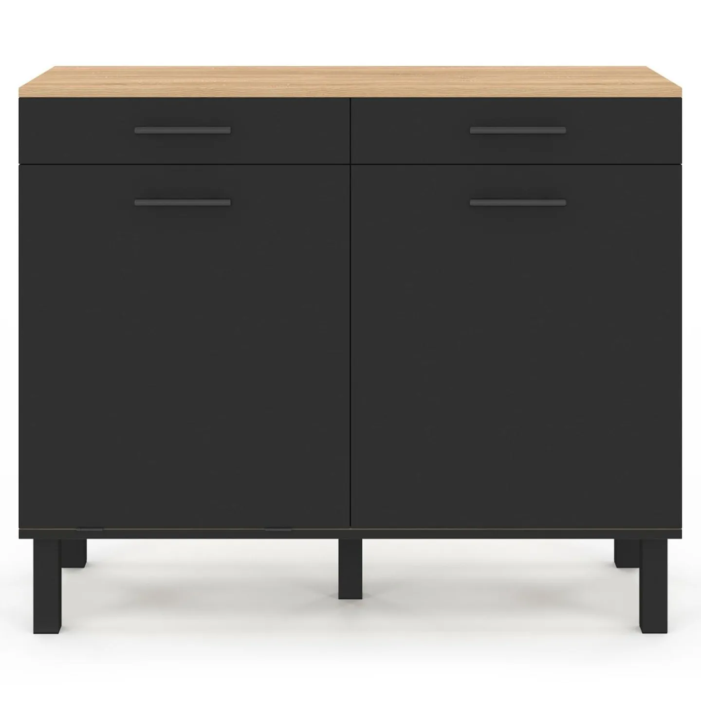 Buffet bas hêtre et noir avec espace poubelle*IDMarket Discount