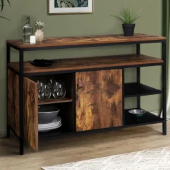 Buffet bas industriel 2 portes effet bois vieilli 100 cm*IDMarket Hot