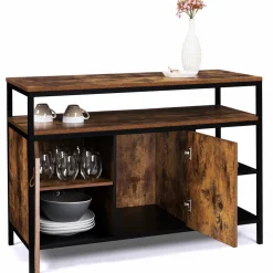 Buffet bas industriel 2 portes effet bois vieilli 100 cm*IDMarket Hot