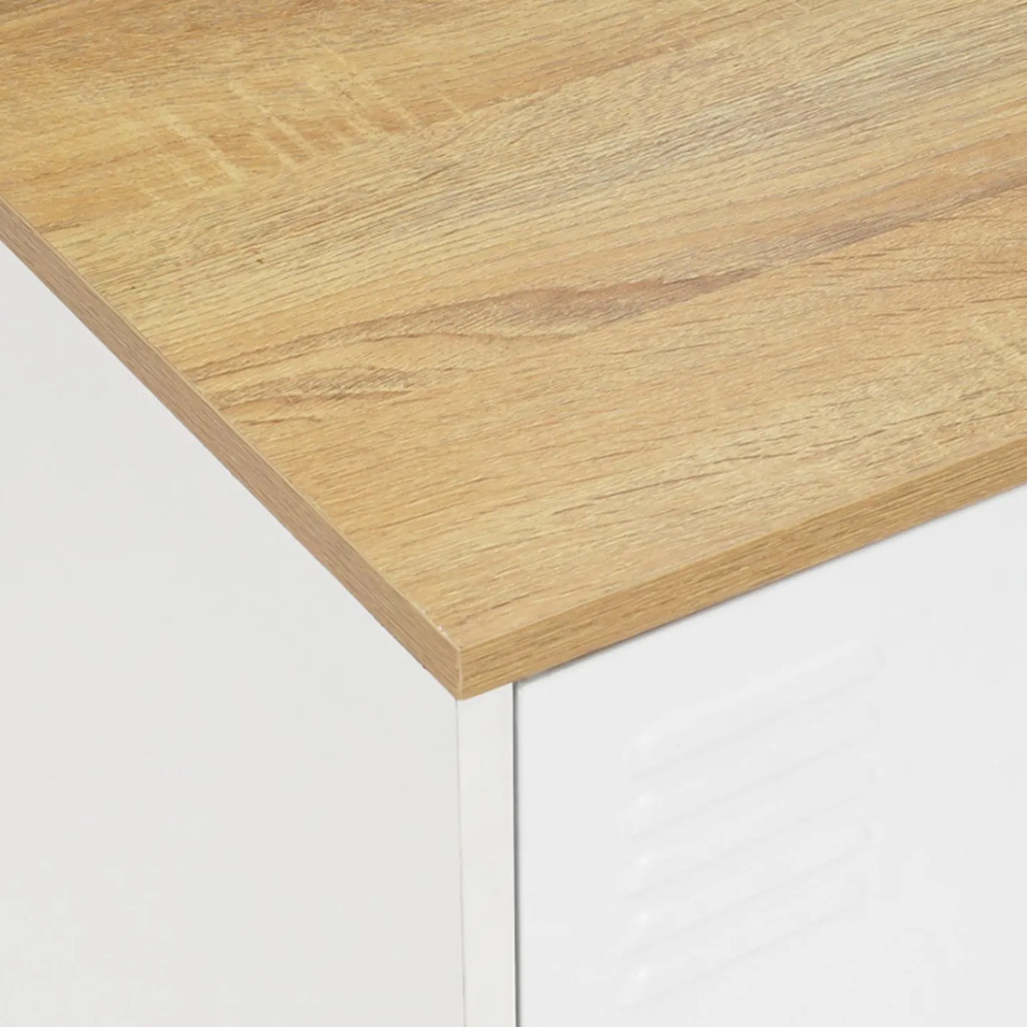 Buffet bas industriel 4 portes métal blanc et plateau bois*IDMarket Discount