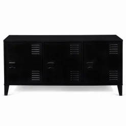 Buffet bas industriel 3 portes en métal noir*IDMarket Discount