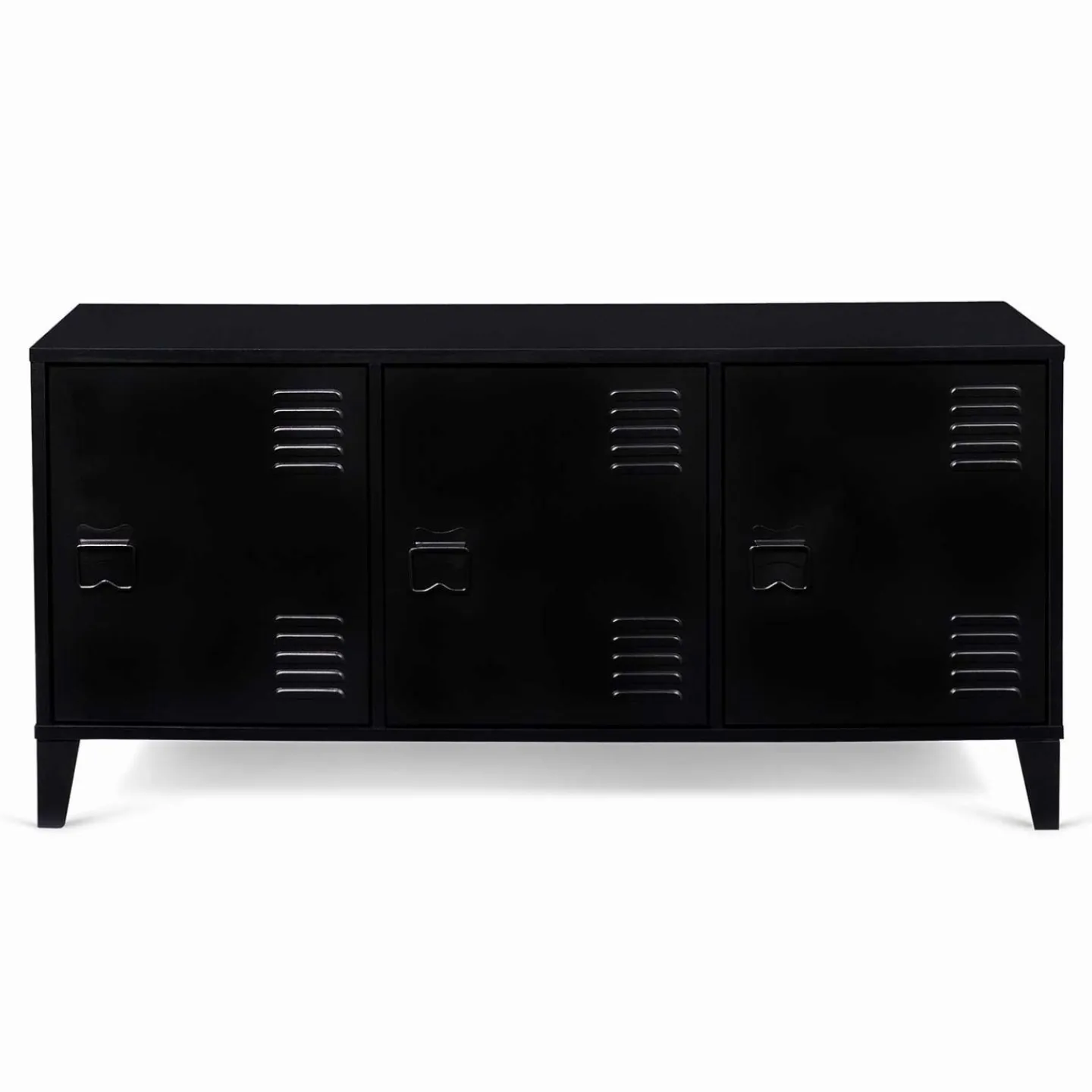 Buffet bas industriel 3 portes en métal noir*IDMarket Discount