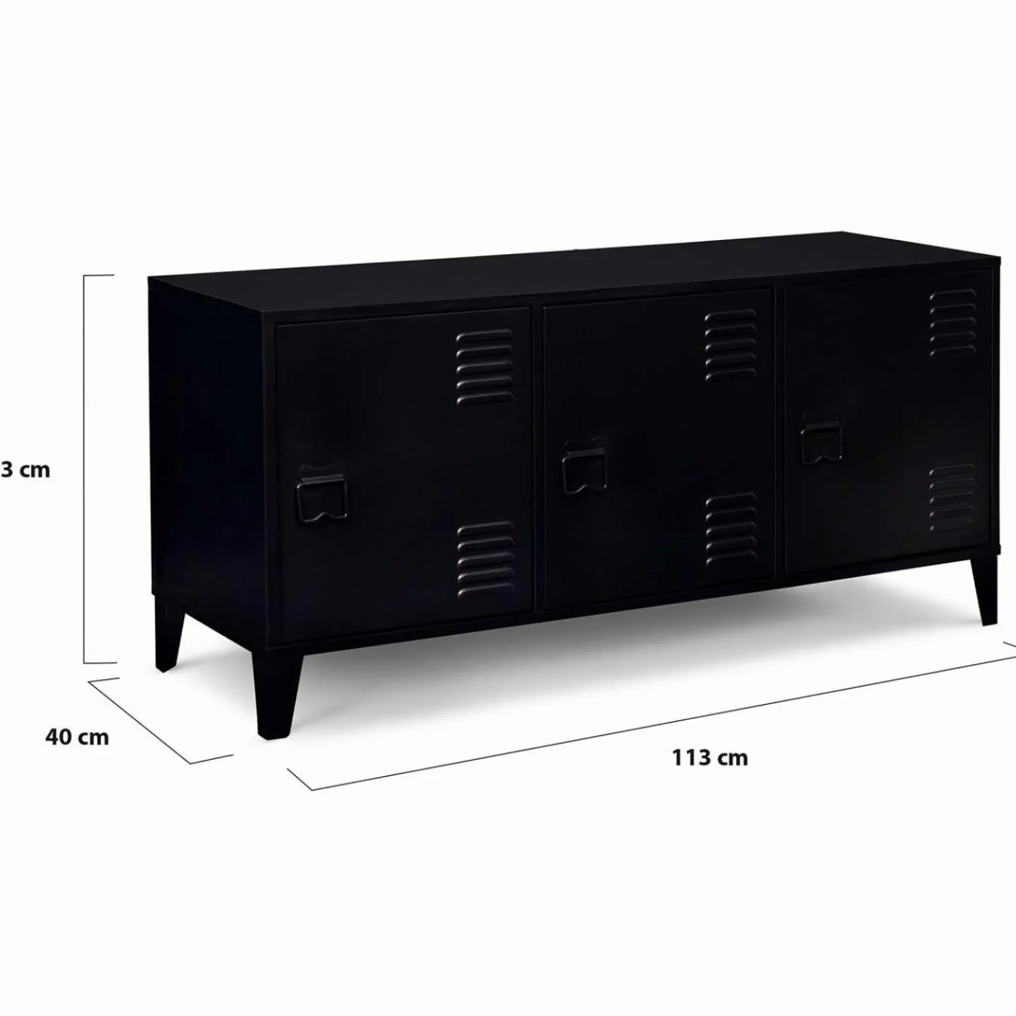 Buffet bas industriel 3 portes en métal noir*IDMarket Discount