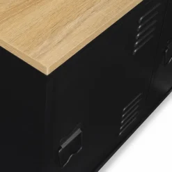 Buffet bas métal noir avec plateau bois*IDMarket Best