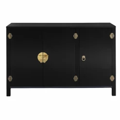 Buffet bas noir style asiatique 3 portes*IDMarket Clearance