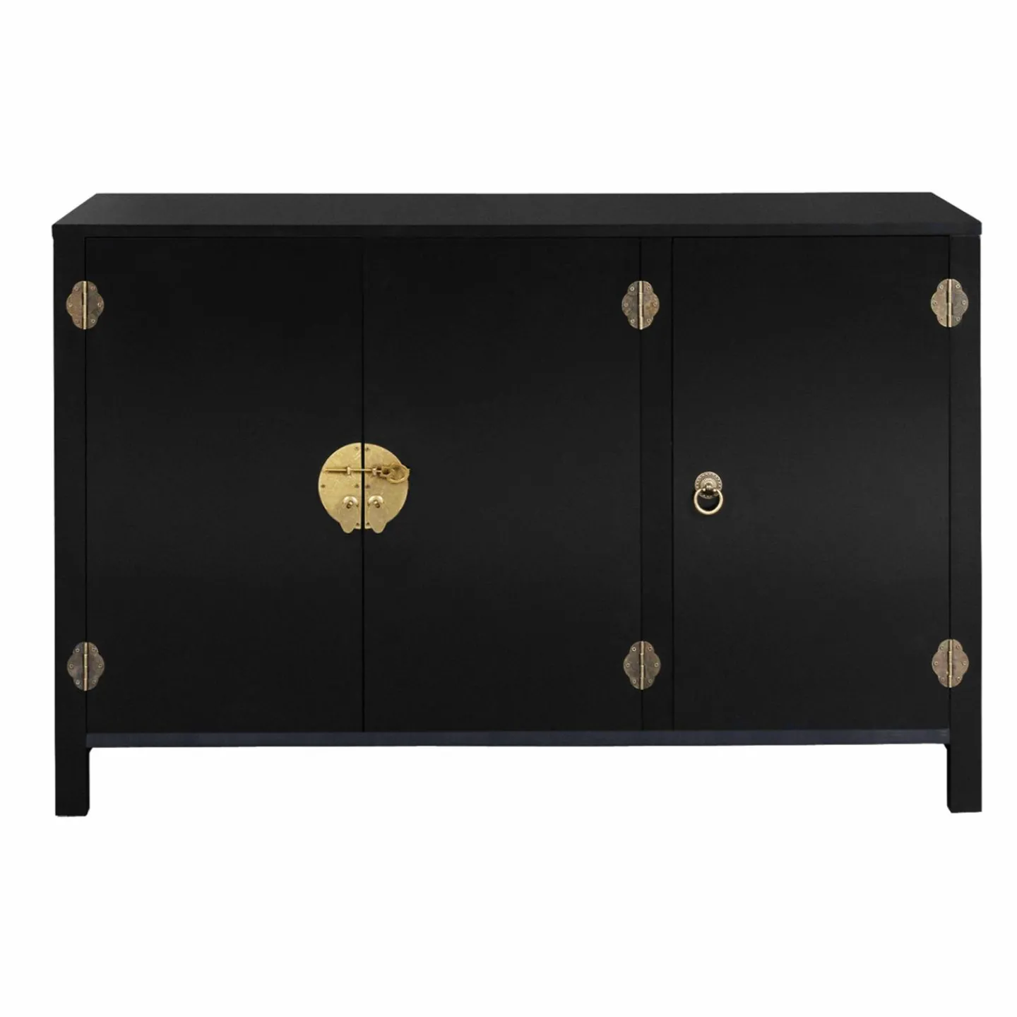 Buffet bas noir style asiatique 3 portes*IDMarket Clearance