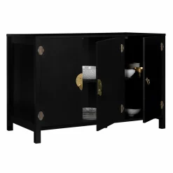 Buffet bas noir style asiatique 3 portes*IDMarket Clearance