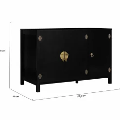 Buffet bas noir style asiatique 3 portes*IDMarket Clearance