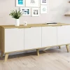 Buffet bas scandinave bois avec 4 portes blanches*IDMarket Discount