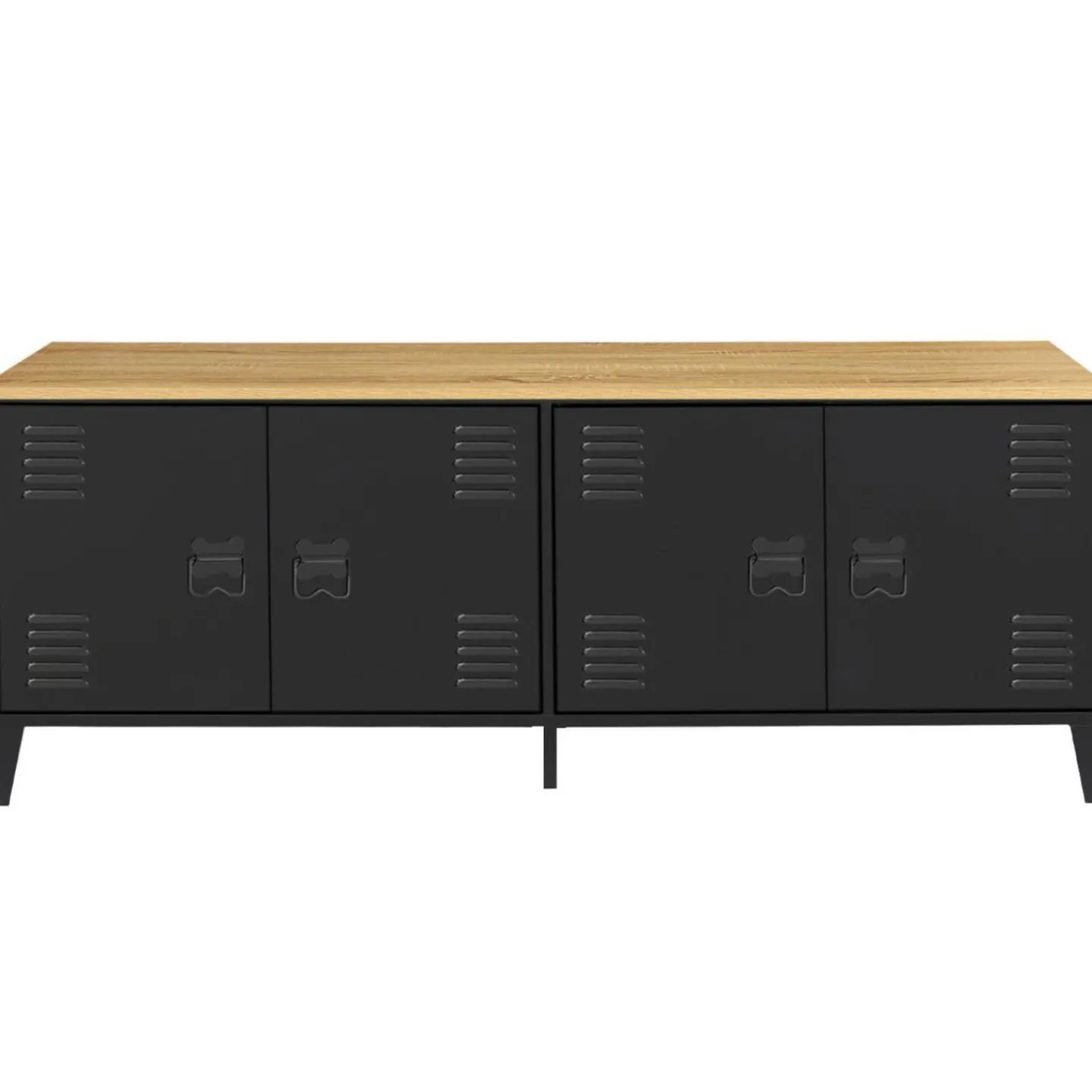 Buffet bas style industriel 4 portes métal noir et plateau bois 140 cm*IDMarket Outlet
