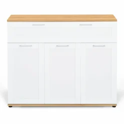 Buffet blanc et bois 3 portes et 1 tiroir*IDMarket Clearance
