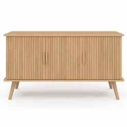 Buffet bois 3 portes 110 cm effet lattes*IDMarket Clearance