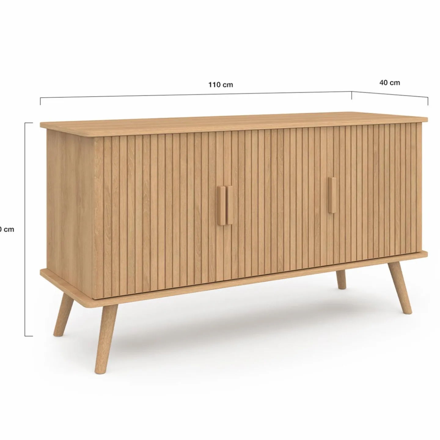 Buffet bois 3 portes 110 cm effet lattes*IDMarket Clearance