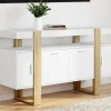 Buffet bois et blanc 140 cm avec 4 portes*IDMarket Best