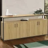 Buffet bois et noir style industriel 160 cm 4 portes*IDMarket Best