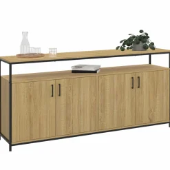 Buffet bois et noir style industriel 160 cm 4 portes*IDMarket Best
