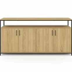 Buffet bois et noir style industriel 160 cm 4 portes*IDMarket Best