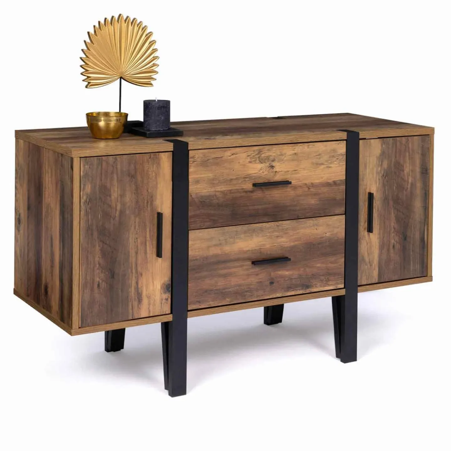 Buffet bois foncé avec pied épingle*IDMarket Discount