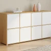 Buffet casier 8 portes 139 cm blanc et bois*IDMarket Hot