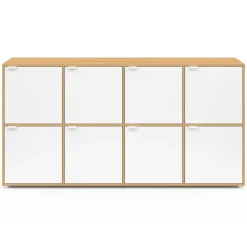 Buffet casier 8 portes 139 cm blanc et bois*IDMarket Hot