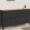 Buffet casier 8 portes en métal noir avec plateau bois 139 cm*IDMarket Outlet