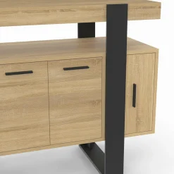 Buffet 100cm 4 portes bois et noir avec étagère*IDMarket New