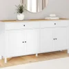 Buffet 160cm 4 portes et 2 tiroirs blanc et plateau bois*IDMarket Outlet