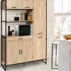 Buffet cuisine bois clair style industriel 120 cm*IDMarket Outlet