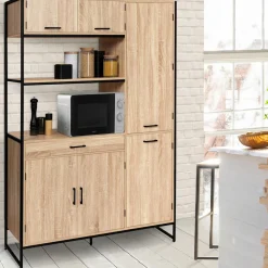 Buffet cuisine bois clair style industriel 120 cm*IDMarket Outlet