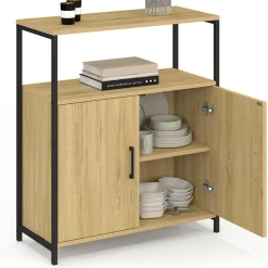 Buffet d'appoint 1 niche et 2 portes 70 cm design industriel*IDMarket